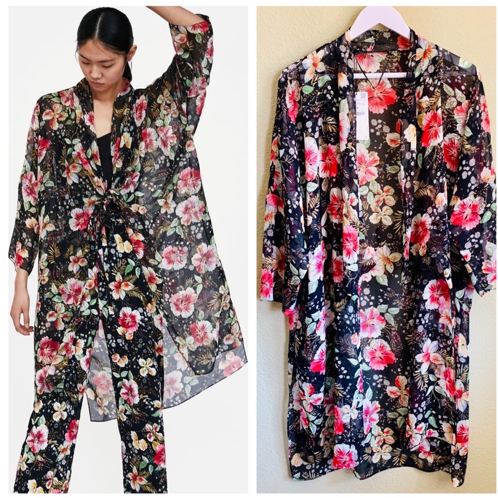 NWT ZARA WOMAN Floral Duster Top